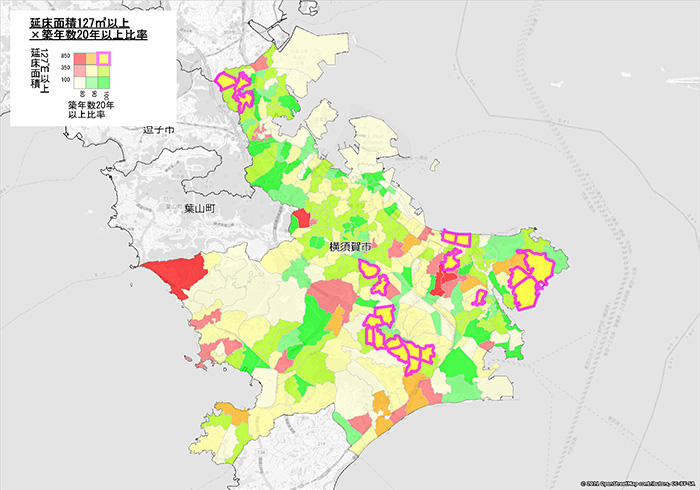 図2：横須賀市内の築年数20年以上戸建て比率