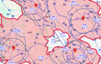 プロット集計や店舗商圏から配布エリアを分析し選択（画面イメージ）